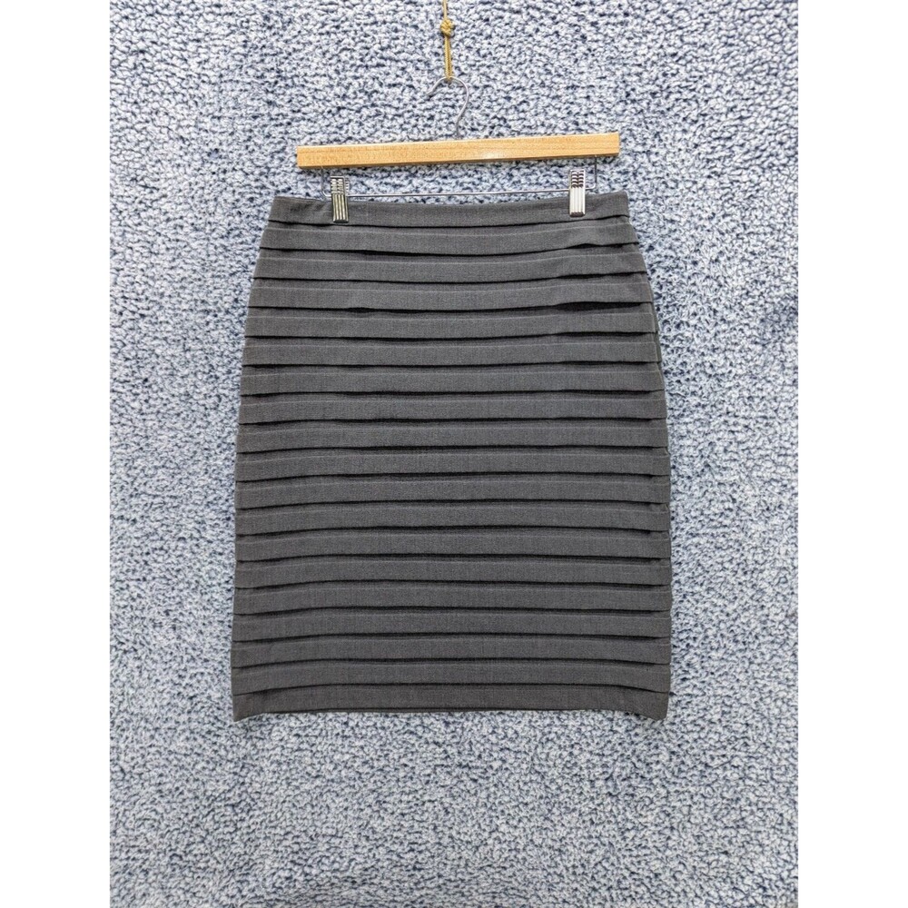 Pleated Bandage Pencil Skirt Size 10 Knee Length Work Office Bodycon Career Gray
